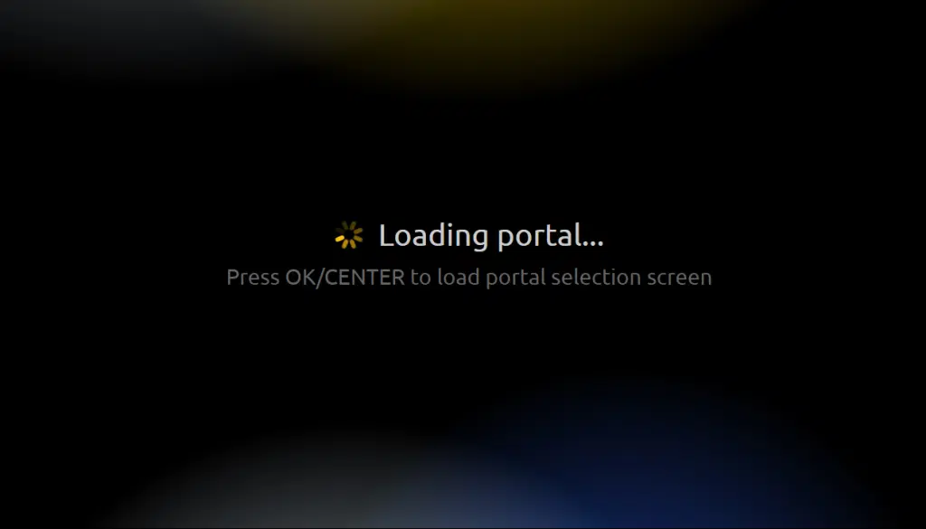 Sort skærm med teksten Loading portal