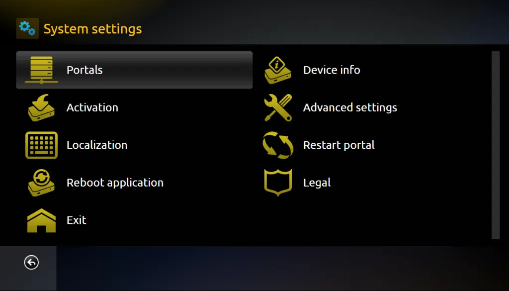 Menuen 'Systemindstillinger' for digital medieafspiller