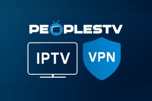 PEOPLESTV logo med ikoner for IPTV og VPN.